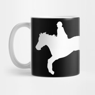 white horse jumping Mug